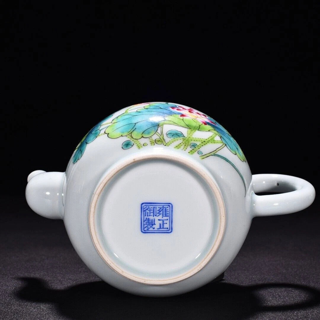 6.8 "Old China porcelain Qing Dynasty Yongzheng Enamel color lotus pot