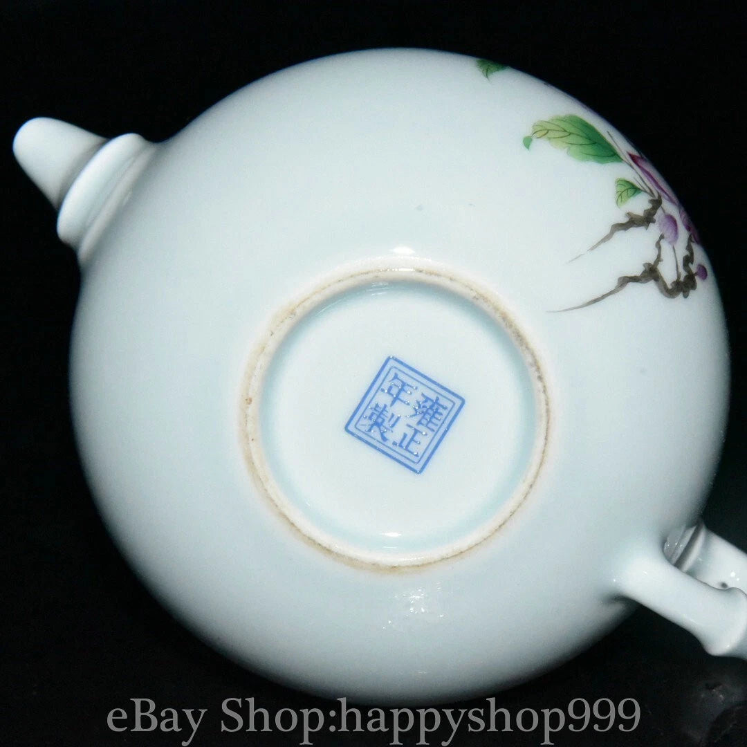 5.6" Chinease Yongzheng Marked Enamel Porcelain Flower Pattern Teapot Teakettle