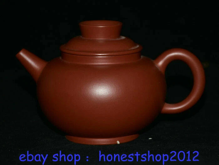 4" Old China Chinese Porcelain Wine Tea Pot Flagon dark-red enameled pottery