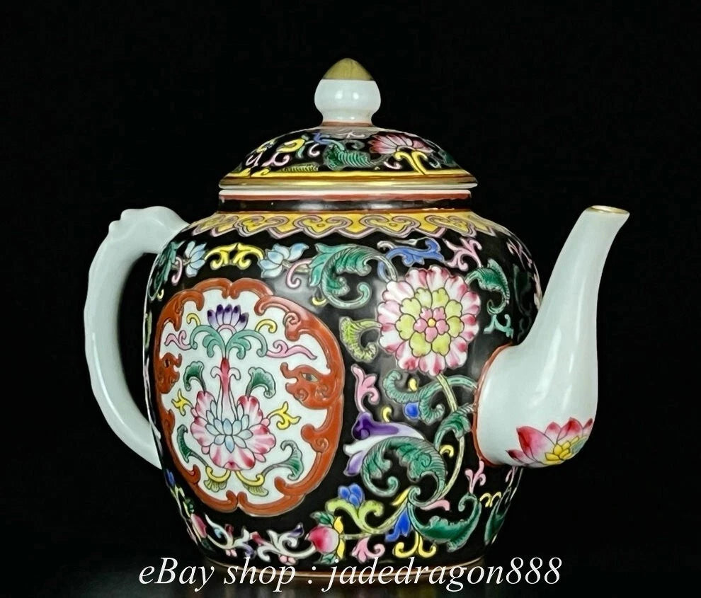 6" Yongzheng Marked Enamel Porcelain Flower Leaf Pattern Wine Teapot Cup Set