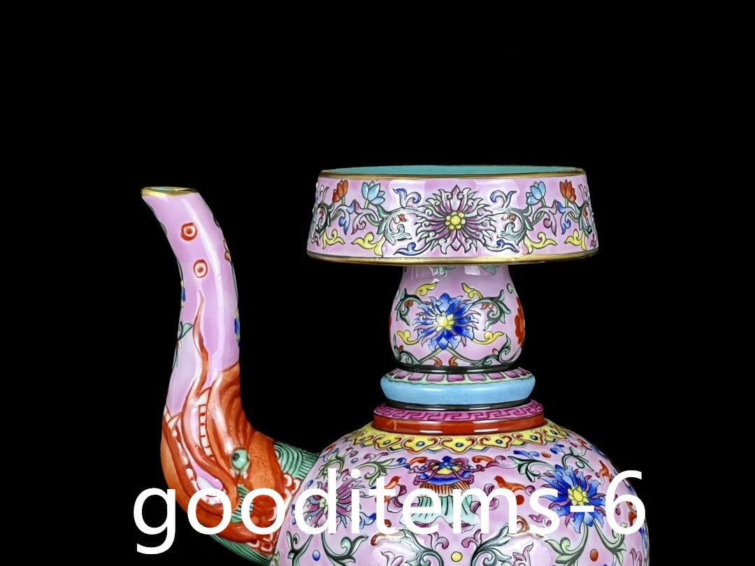 7.6"China Porcelain Qing Qianlong Enamel Color gilt Eight Treasure Pattern Pot