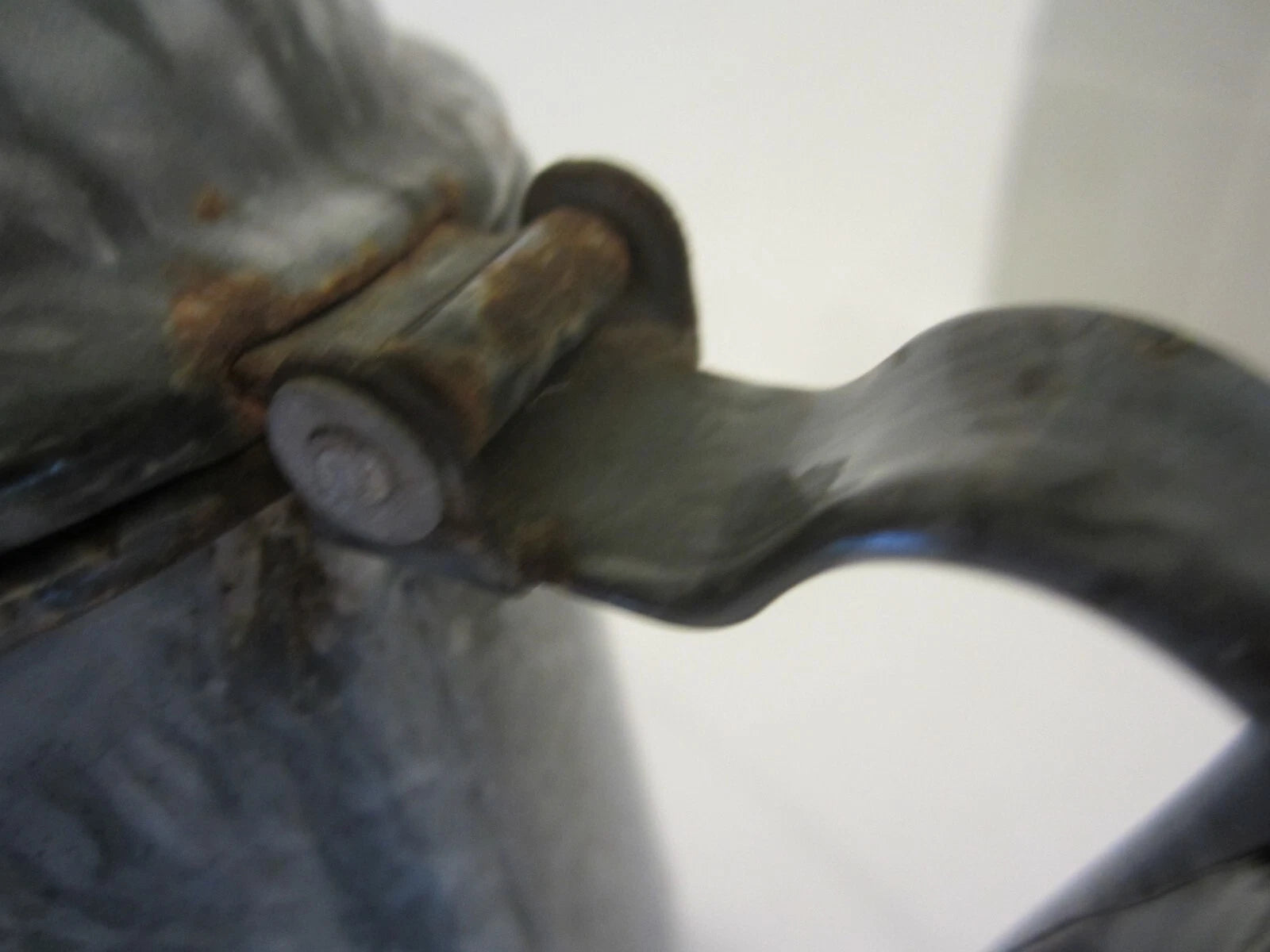 Antique Gray Granite Ware Enamel Coffee Tea Pot Cowboy w/Tin Lid Camping