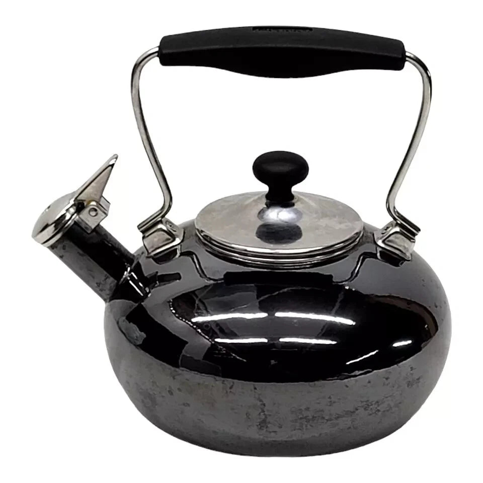 CHANTAL 1.8 QT Enamel on Steel Whistling Tea Kettle Teapot Dark Grey or Black