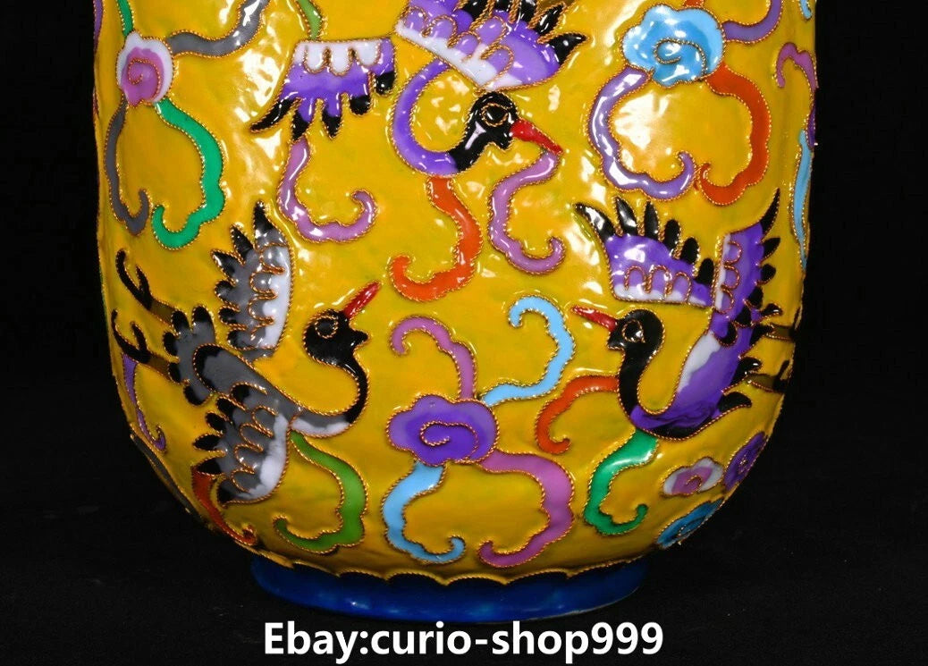 10.2"Old Dynasty Filigree Enamel Porcelain Phoenix Crane Bird Wine Teapot Flagon