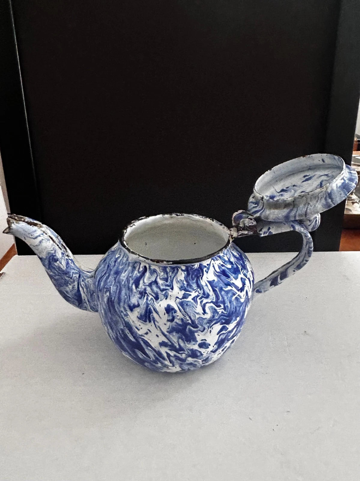 blue enamel teapot kettle