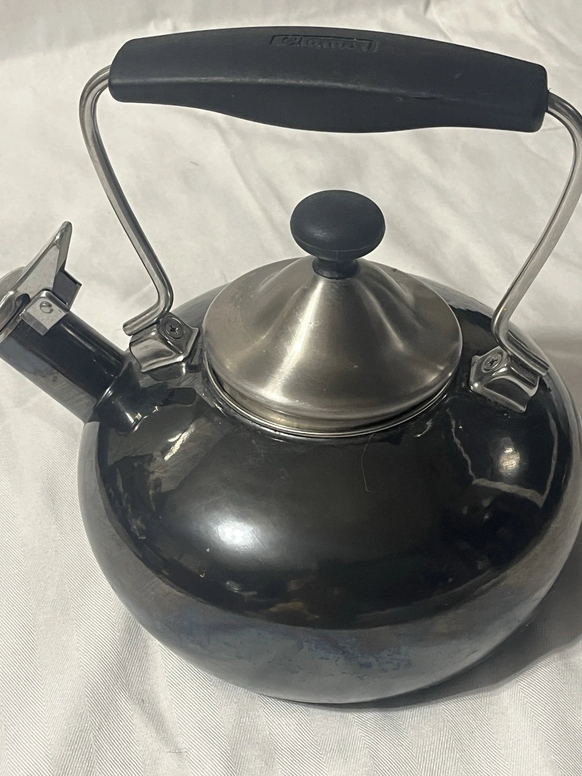 Chantal Tea Pot Kettle Enamel On Steel 1.7 Qt Black Finish