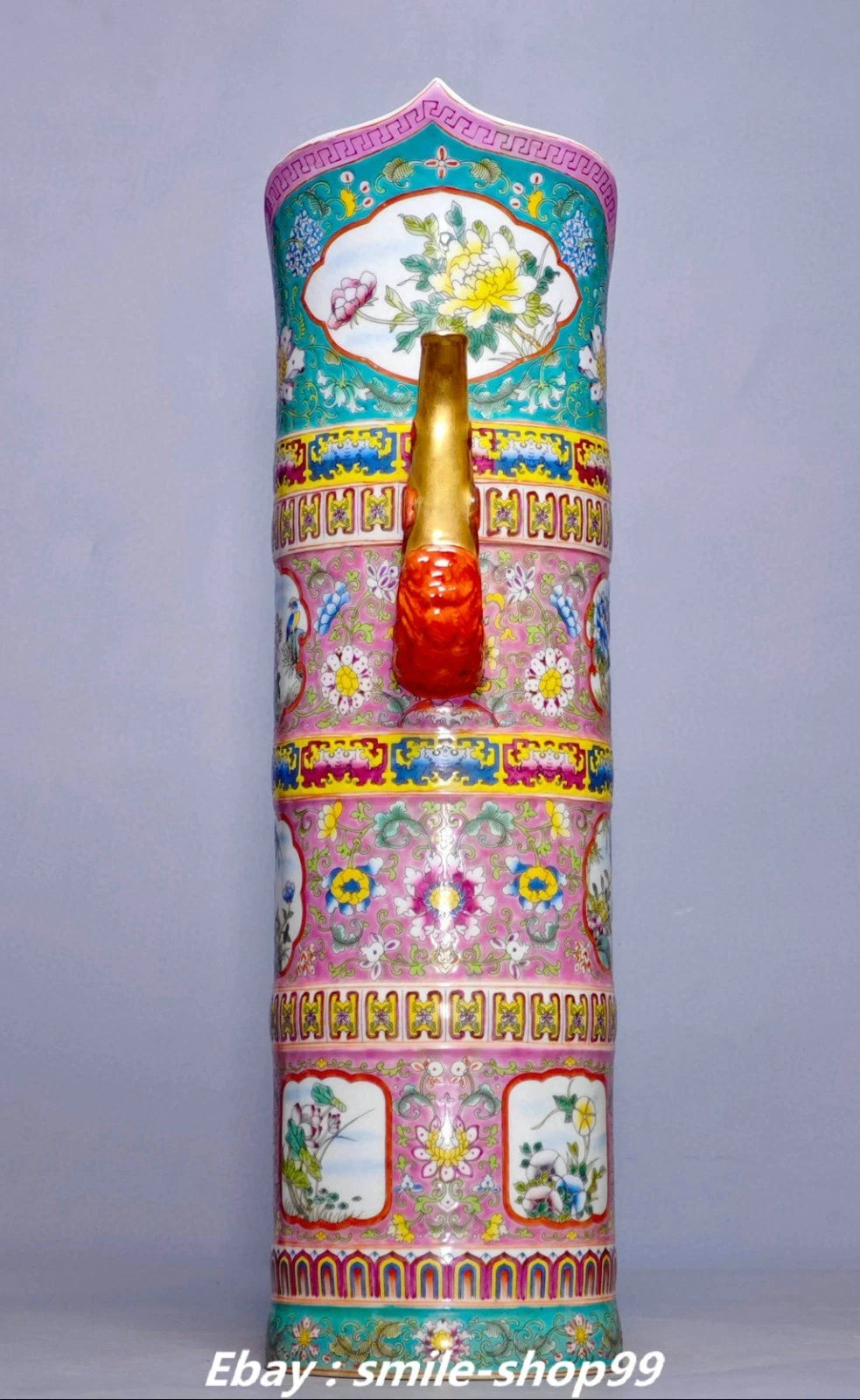 20.4" Yongzheng Enamel Colour Porcelain Gilt Flower Bird Wine Tea Pot Flagon