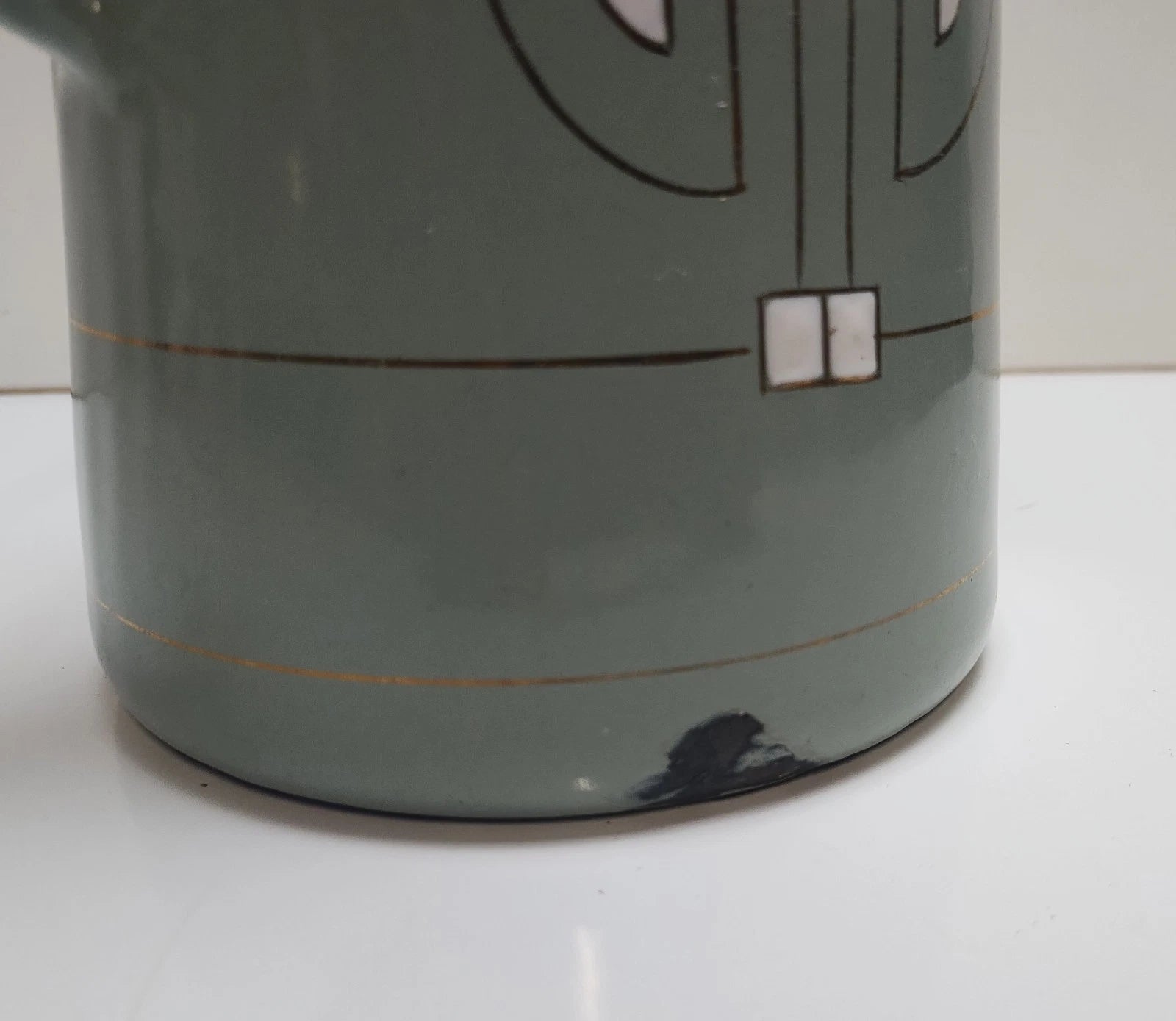 Antique Art Nouveau Jugendstil Blue Enamelware W/ Raised Elements Teapot Kettle