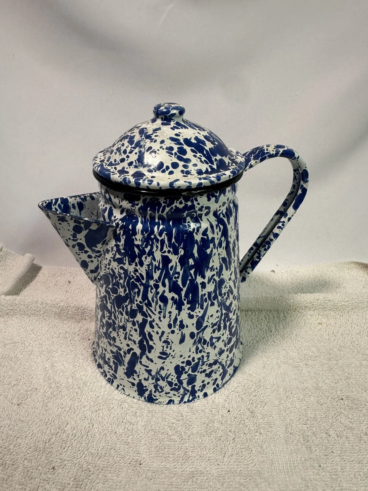 CGS International Inc. Fine Enamelware Blue white  Tea Pot 1986