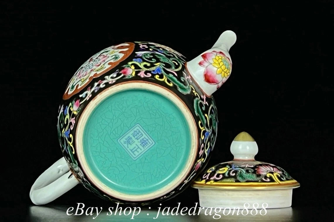 6" Yongzheng Marked Enamel Porcelain Flower Leaf Pattern Wine Teapot Cup Set