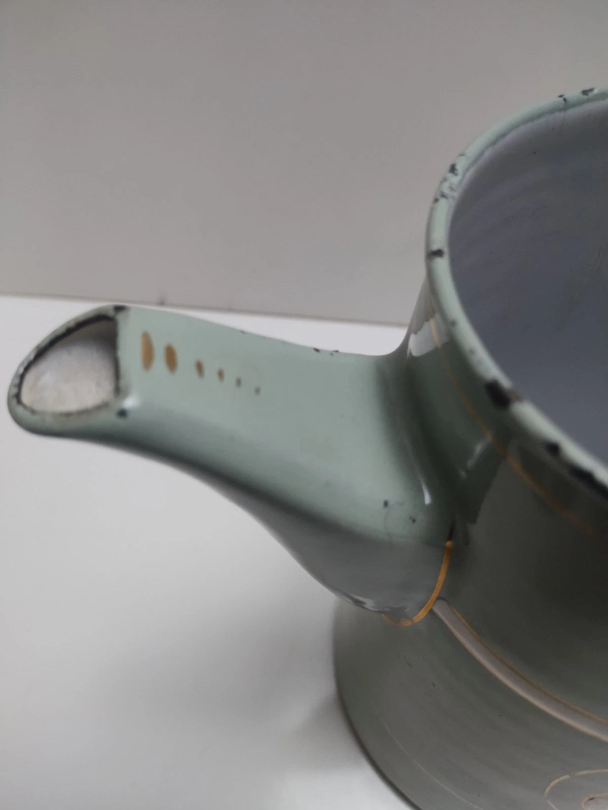 Antique Art Nouveau Jugendstil Blue Enamelware W/ Raised Elements Teapot Kettle