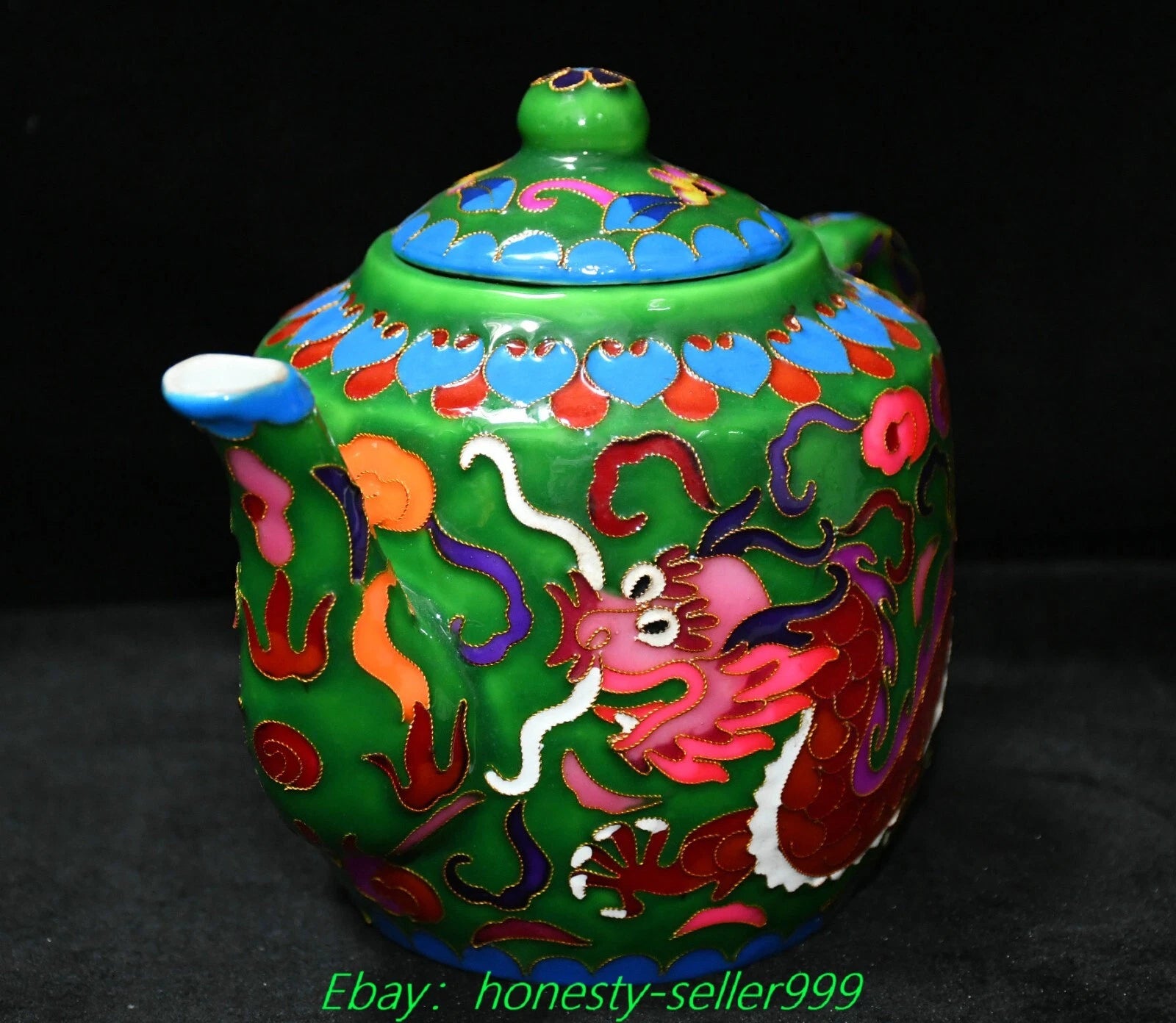 7.8" Qianlong Enamel Colour Porcelain Gilt Phoenix Bird Wine Tea Pot Flagon