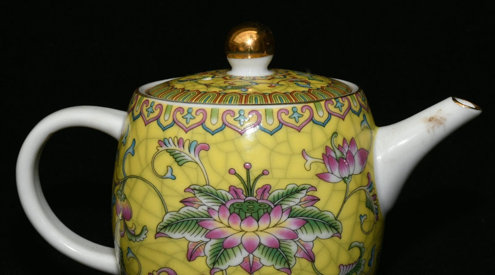 5.9'' Yongzheng Marked Enamel Colour Porcelain Gilt Flower Wine Tea Pot Flagon