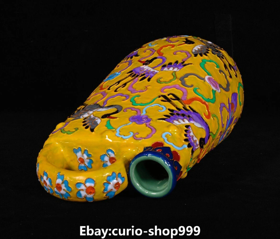 10.2"Old Dynasty Filigree Enamel Porcelain Phoenix Crane Bird Wine Teapot Flagon