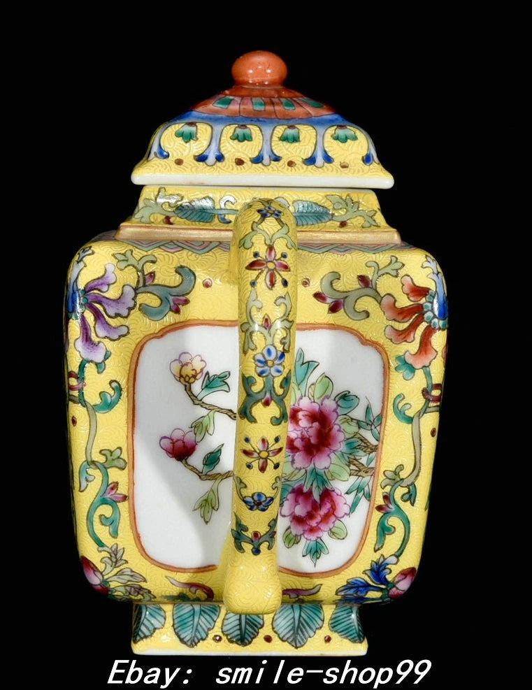 7" Yongzheng Enamel Colour Porcelain landscape Word Pattern Wine Tea Pot Flagon