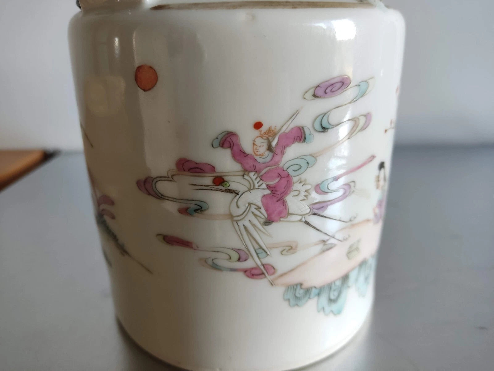 Antique Chinese Teapot 19c /Enamelled porcelain / Hand painted Teapot