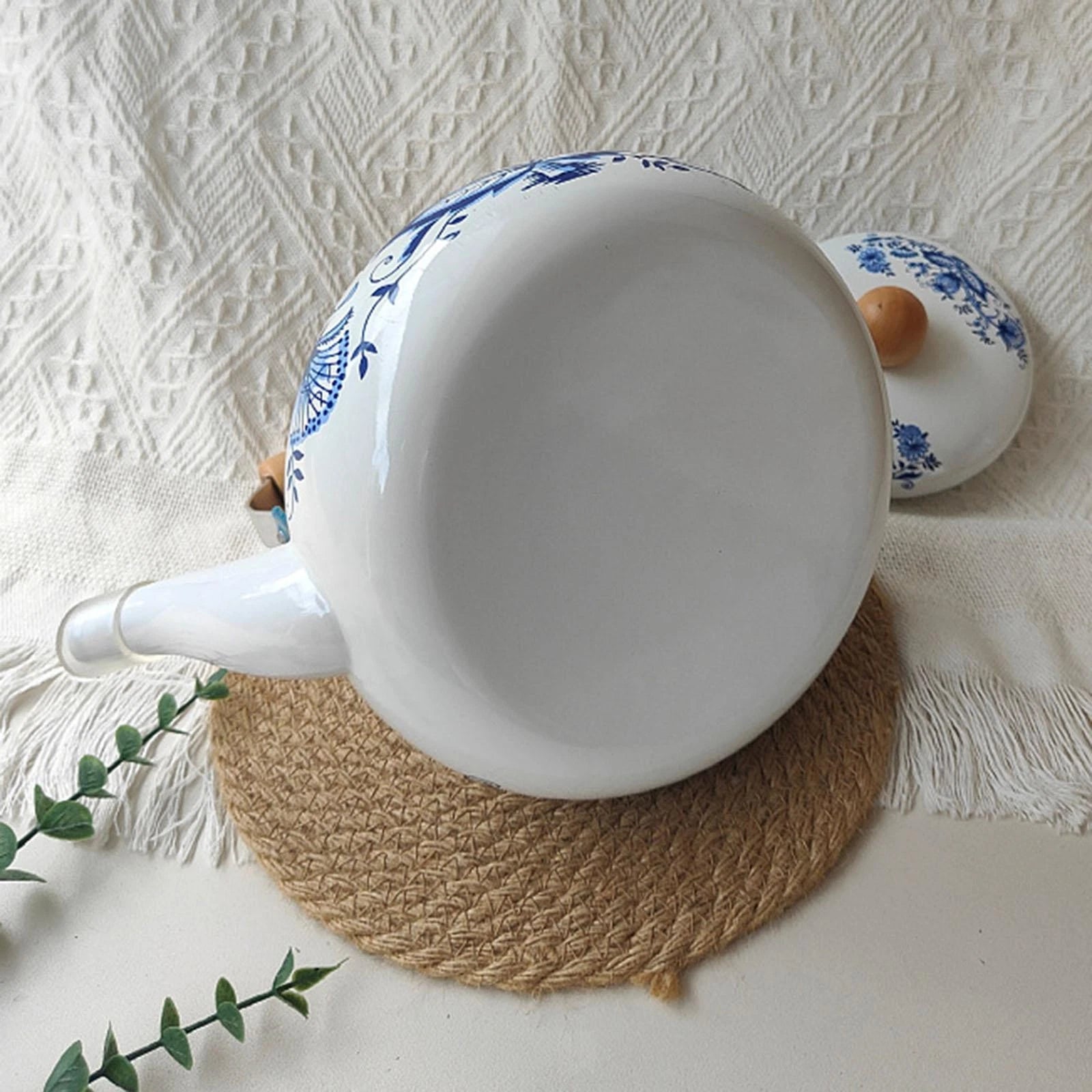 Enamel Tea Kettle Floral Enamel Pot 2.5L Large Capacity Vintage Decorative