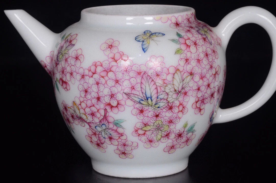 5“ China exquisite porcelain Qing Qianlong Enamel flower Butterfly pattern pot
