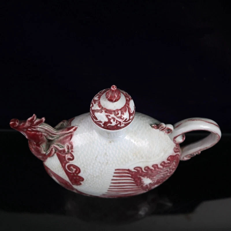 China Enamelled PORCELAIN red flower pattern chicken head flat pot wine pot