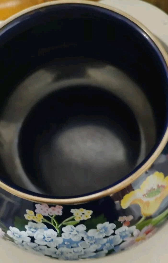 1983 GAILSTYN-SUTTON "Flower Garden" Vintage Enamel Ware Teapot Wooden Handle...