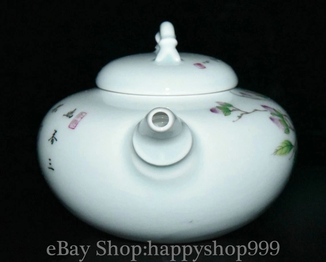 5.6" Chinease Yongzheng Marked Enamel Porcelain Flower Pattern Teapot Teakettle