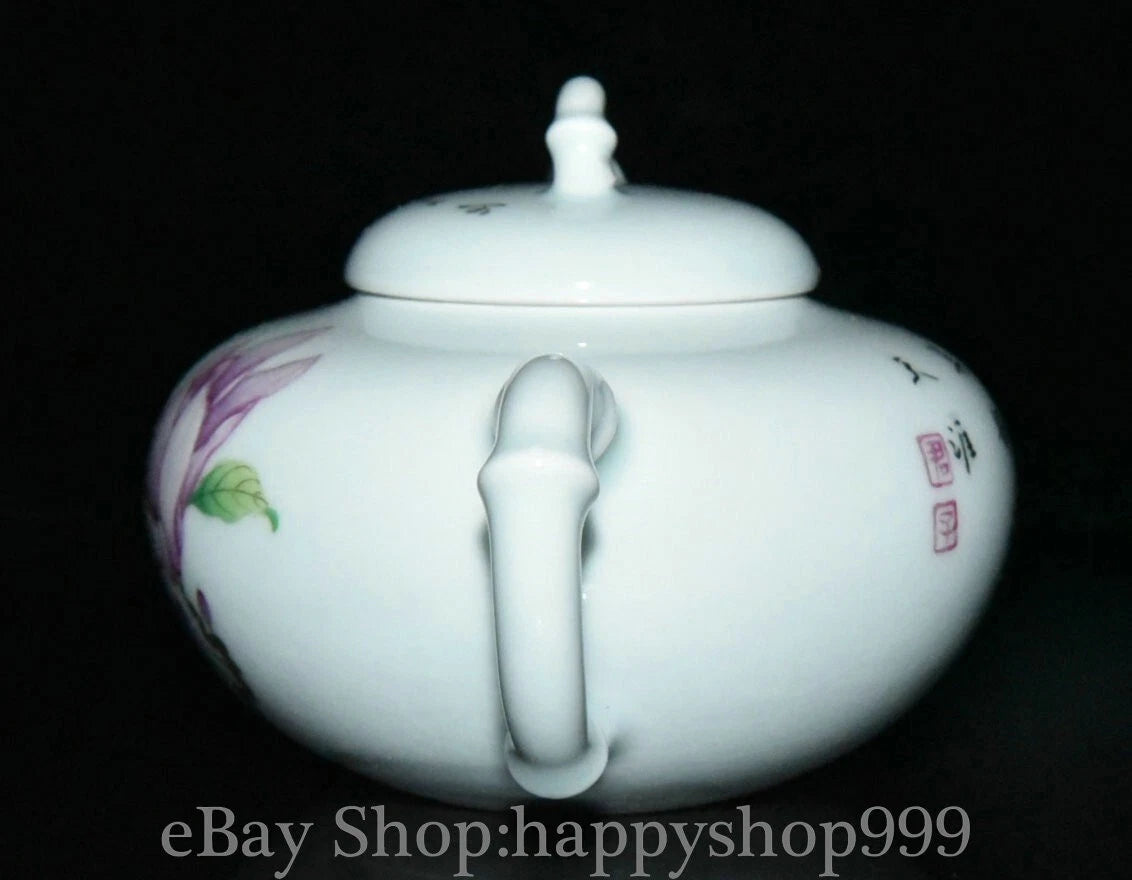 5.6" Chinease Yongzheng Marked Enamel Porcelain Flower Pattern Teapot Teakettle