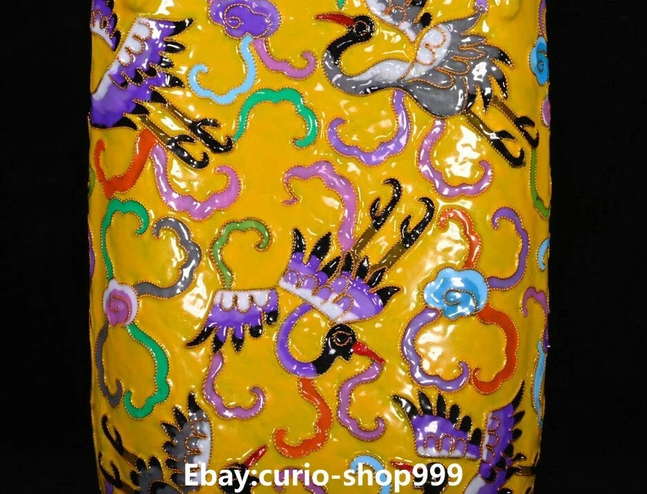 10.2"Old Dynasty Filigree Enamel Porcelain Phoenix Crane Bird Wine Teapot Flagon