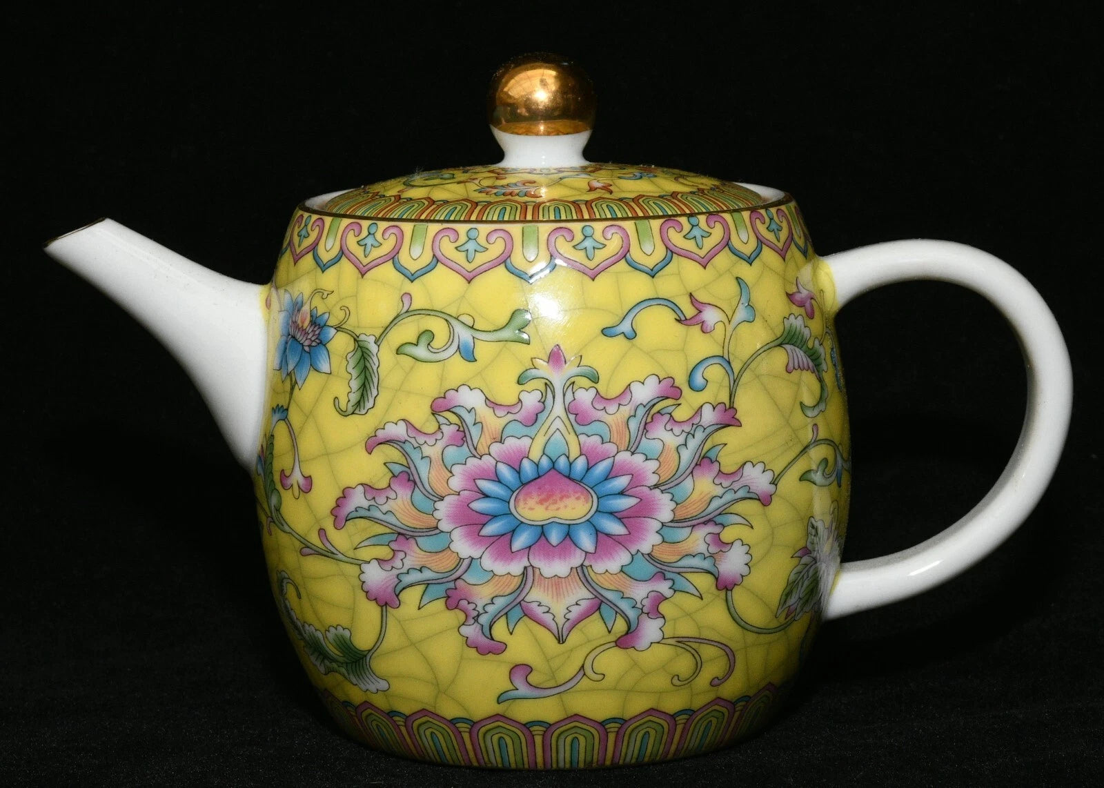5.9'' Yongzheng Marked Enamel Colour Porcelain Gilt Flower Wine Tea Pot Flagon