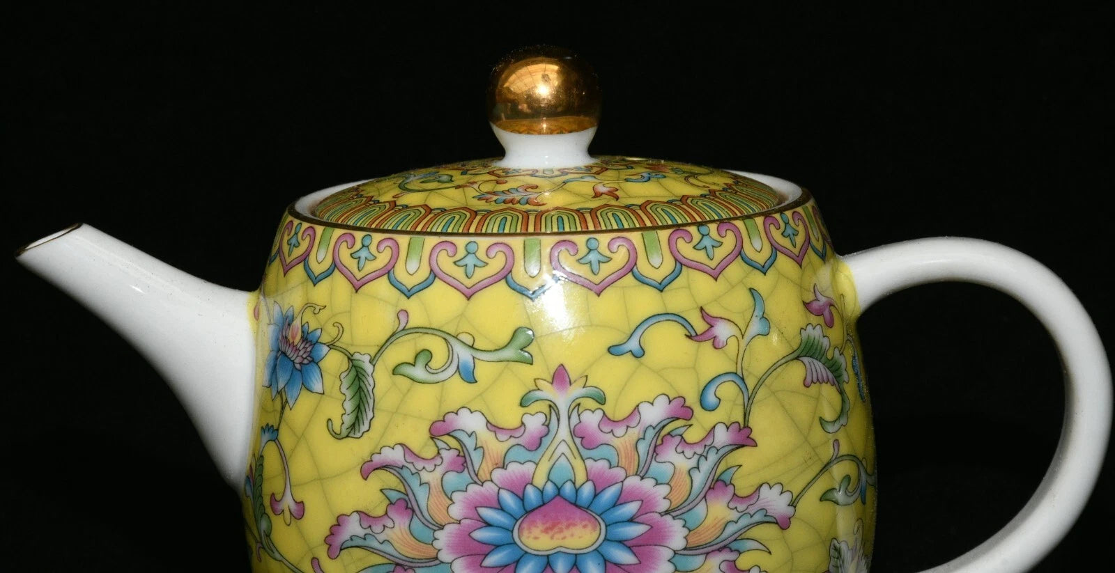 5.9'' Yongzheng Marked Enamel Colour Porcelain Gilt Flower Wine Tea Pot Flagon