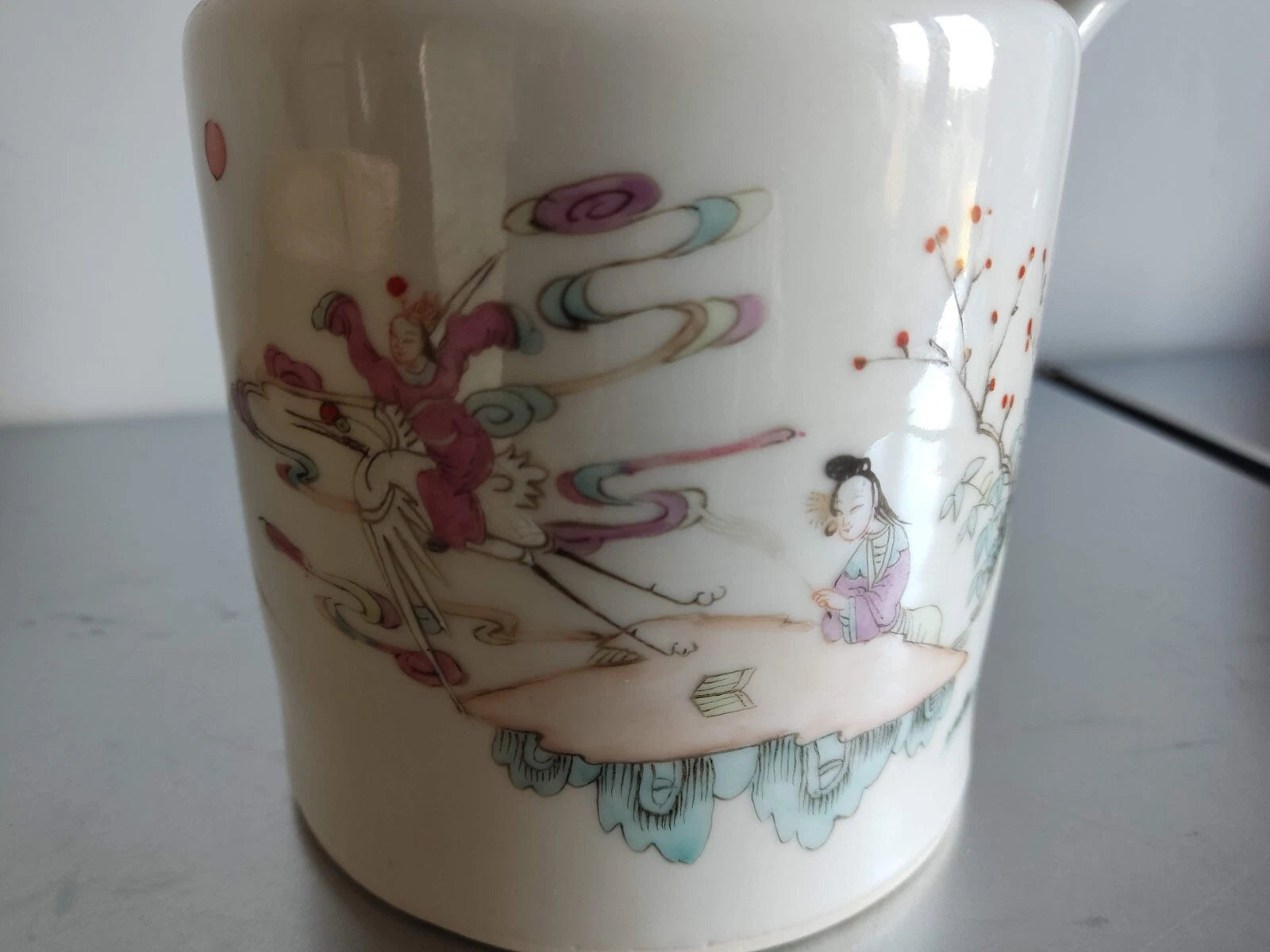 Antique Chinese Teapot 19c /Enamelled porcelain / Hand painted Teapot