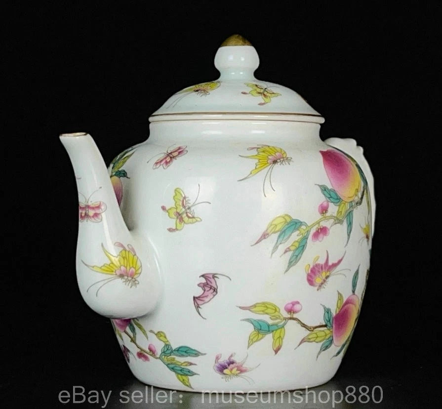 6" Qing Yongzheng Chinese Colour enamel Gilt Porcelain Peach Tea Pot Cup set