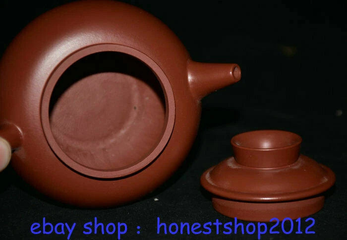 4" Old China Chinese Porcelain Wine Tea Pot Flagon dark-red enameled pottery