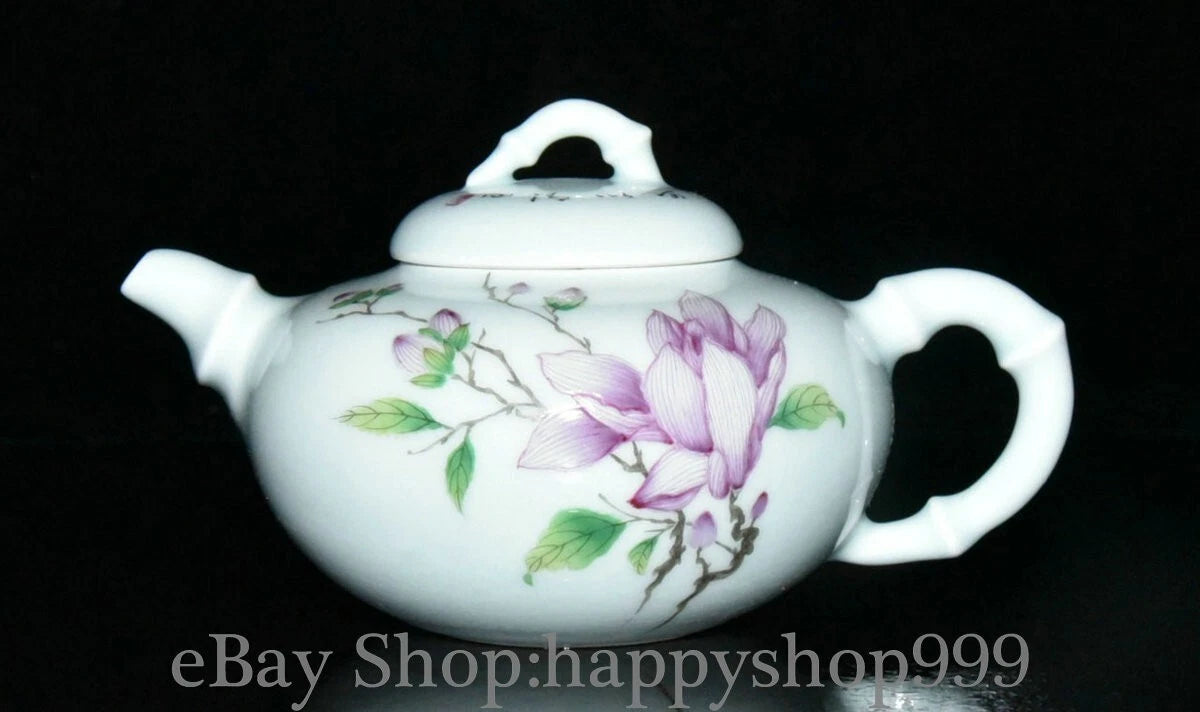 5.6" Chinease Yongzheng Marked Enamel Porcelain Flower Pattern Teapot Teakettle