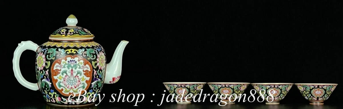 6" Yongzheng Marked Enamel Porcelain Flower Leaf Pattern Wine Teapot Cup Set