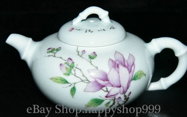 5.6" Chinease Yongzheng Marked Enamel Porcelain Flower Pattern Teapot Teakettle