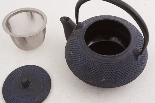Cast Iron Asian Tea Pot Enamel Interior Blue (G4L) Japanese Hobnail Ceremony