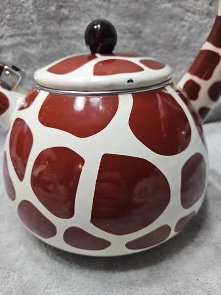 GIRAFFE TEAPOT Supreme Housewares Whistling  Enamel On Steel Tea Kettle