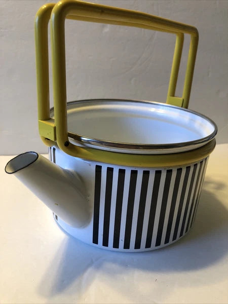 Gailstyn-Sutton Katja House Enamel Teapot Kettle 1984 Abstract Bar Code Design