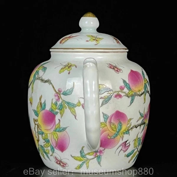 6" Qing Yongzheng Chinese Colour enamel Gilt Porcelain Peach Tea Pot Cup set