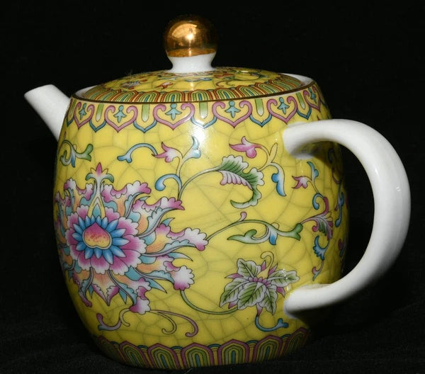 5.9'' Yongzheng Marked Enamel Colour Porcelain Gilt Flower Wine Tea Pot Flagon