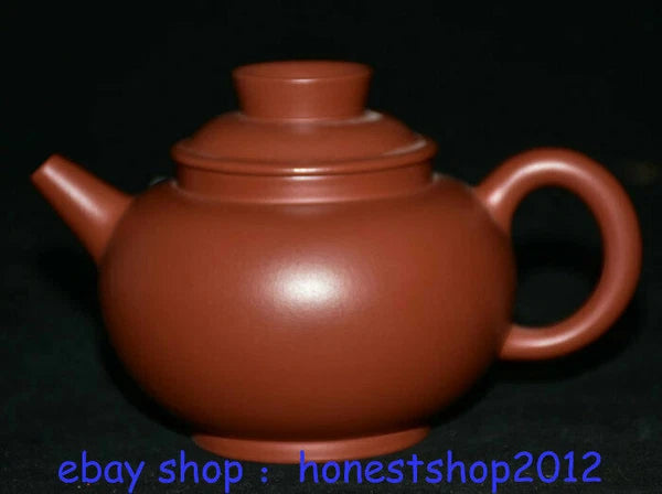 4" Old China Chinese Porcelain Wine Tea Pot Flagon dark-red enameled pottery