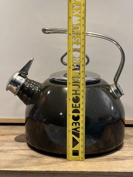 Chantal Classic Enamel On Steel Tea Kettle Black / Dark Gray W Harmonica Whistle