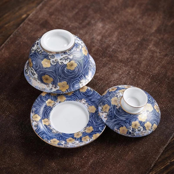 Complete Tea Set Porcelain Tea Pot Color Enamel Craft Matching Cup Saucer Gaiwan