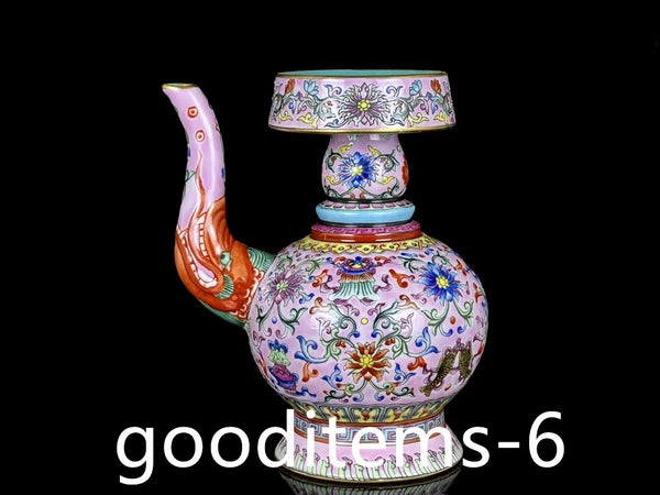 7.6"China Porcelain Qing Qianlong Enamel Color gilt Eight Treasure Pattern Pot