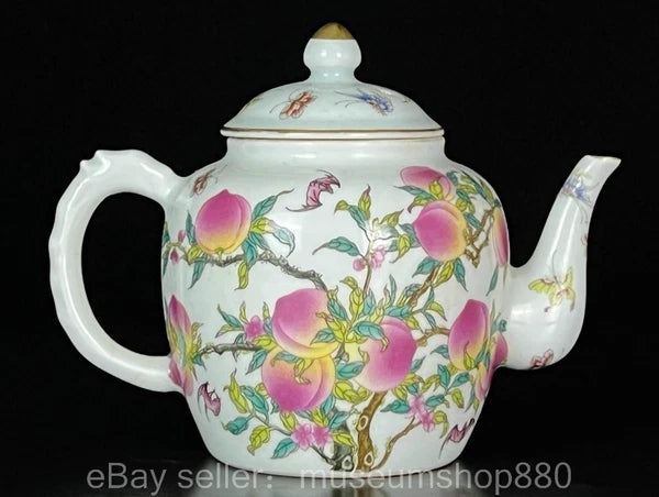 6" Qing Yongzheng Chinese Colour enamel Gilt Porcelain Peach Tea Pot Cup set