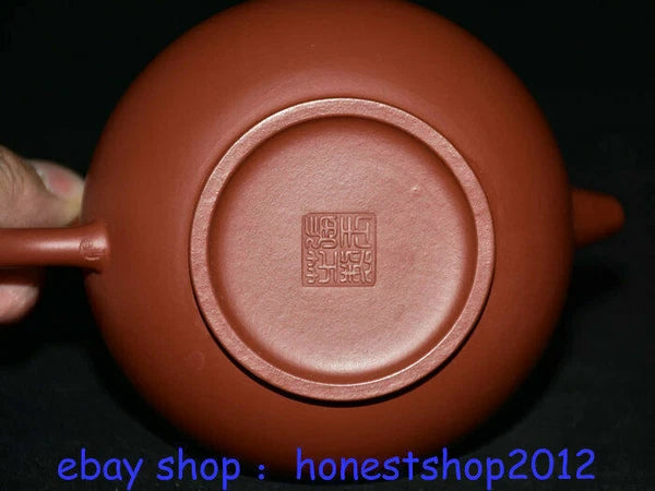 4" Old China Chinese Porcelain Wine Tea Pot Flagon dark-red enameled pottery