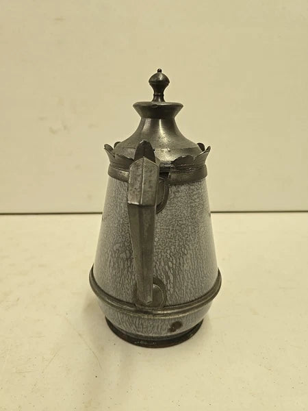 Antique Victorian Graniteware & Pewter Enameled Coffe Tea Pot
