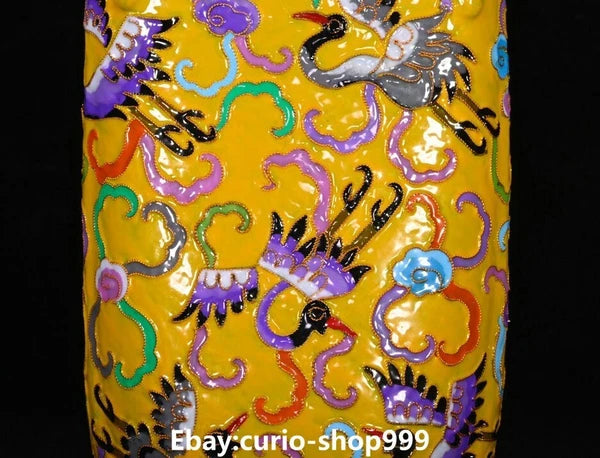 10.2"Old Dynasty Filigree Enamel Porcelain Phoenix Crane Bird Wine Teapot Flagon