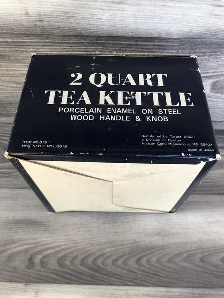 Country Fair Country Flowers Tea Kettle 2 Quart, Porcelain Enamel Vintage Japan