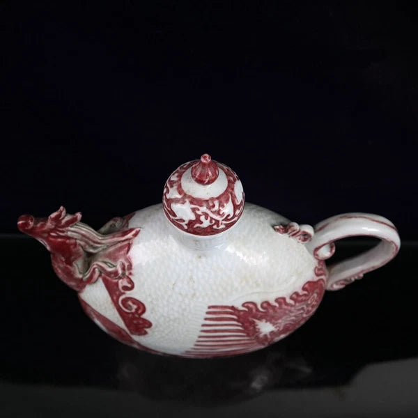China Enamelled PORCELAIN red flower pattern chicken head flat pot wine pot